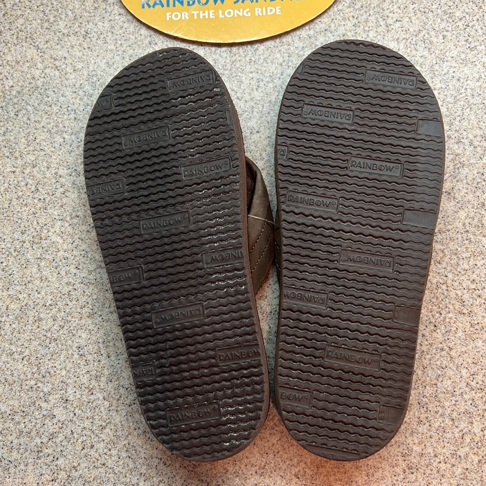 Premier Leather Expresso Brown Kids RAINBOW flip flops Brand New!! - Picture 8 of 9